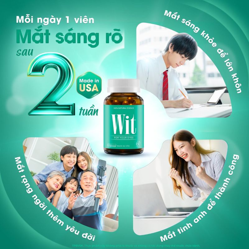 Wit - Sản phẩm hỗ trợ và tăng cường sức khỏe của mắt, được các chuyên gia tin dùng.